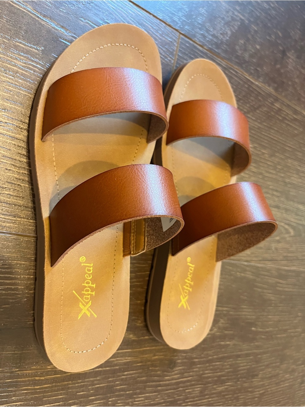 Women’s Brown Double Strap Slide Sandals